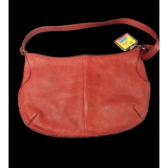 Vintage St Johns Bay Genuine Red Pebble Leather Hobo Shoulder Bag Purse 13 x 9 - Picture 8 of 12